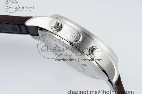 MIROTIME 0503 Pilot Chrono SS AZF 1:1 Best Edition Black Dial Orange Markers on Brown Leather Strap A EasyCare 7065